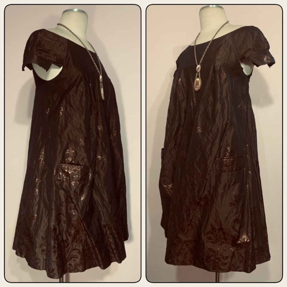🌸🌼🌺NICOLE MILLER BROWN METALLIC DRESS…Sz 8…NWT